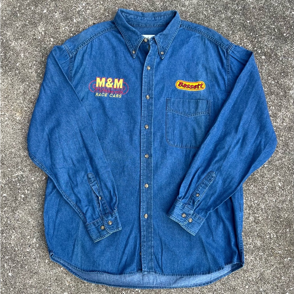 VTG Eddie Bauer Denim Racing Shirt